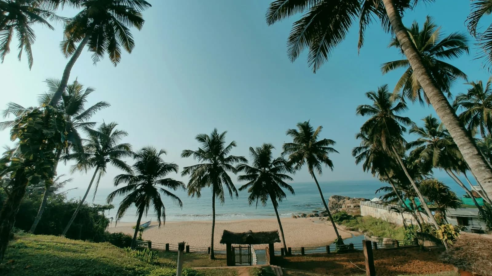 The famous three beaches in Kovalam – Lighthouse Beach, Hawa Beach, and Samudra Beach along the Arabian Sea coastline