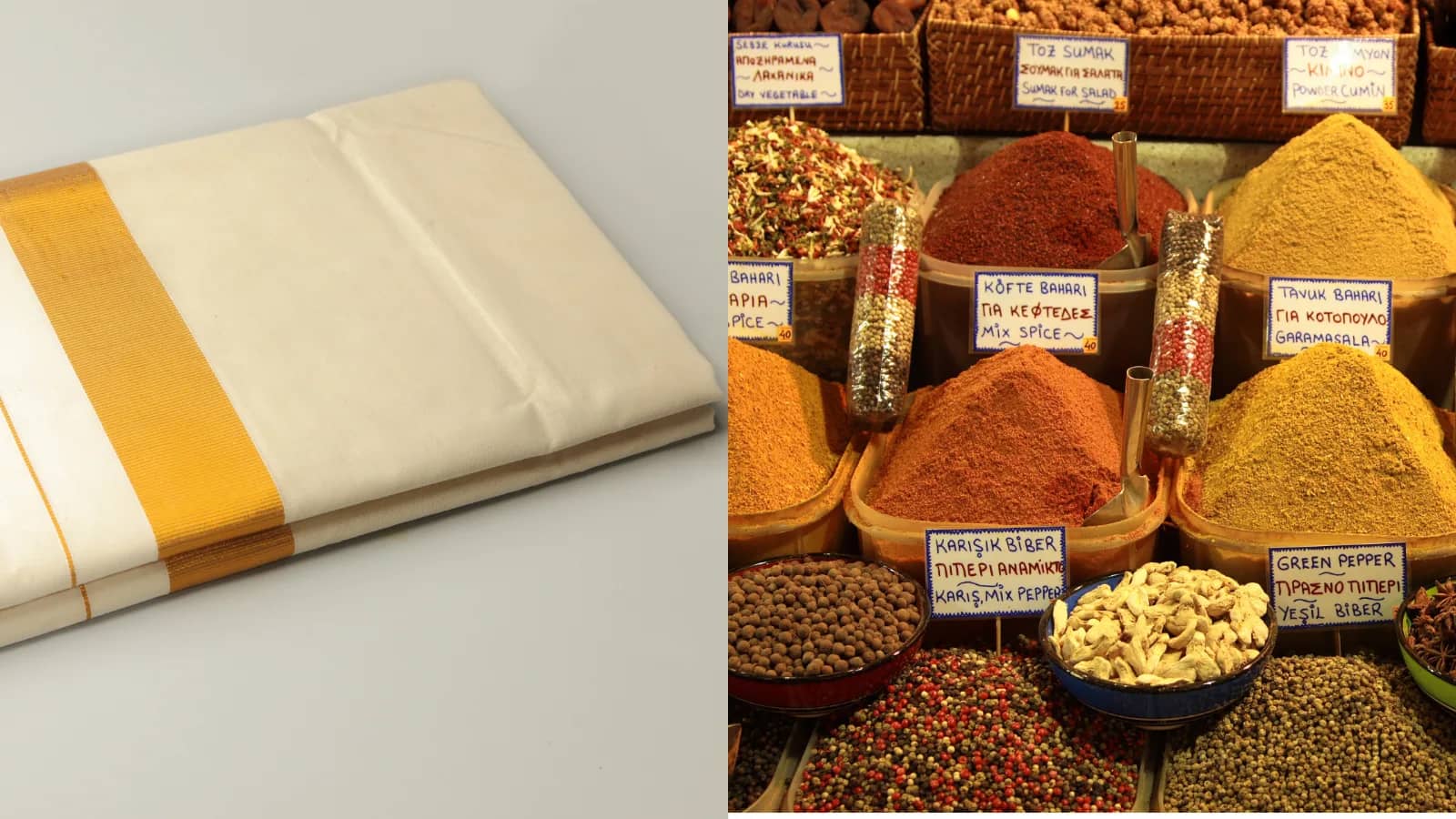 Local shopping in Kovalam featuring Kerala spices, handloom textiles, handicrafts, souvenirs, and traditional market treasures